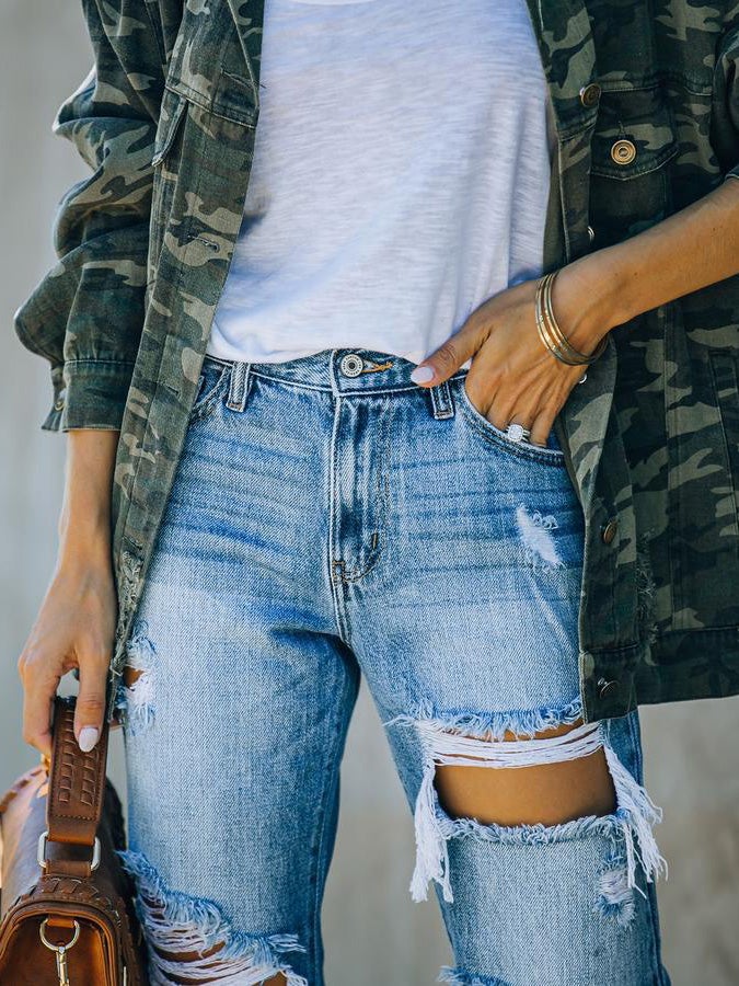 Women's Jeans Casual Pocket Ripped Jeans - LuckyFash™