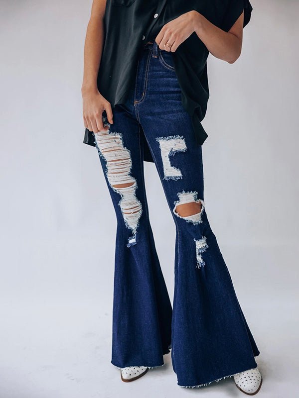 Women's Jeans Casual Ripped Wash Flare Jeans - LuckyFash™