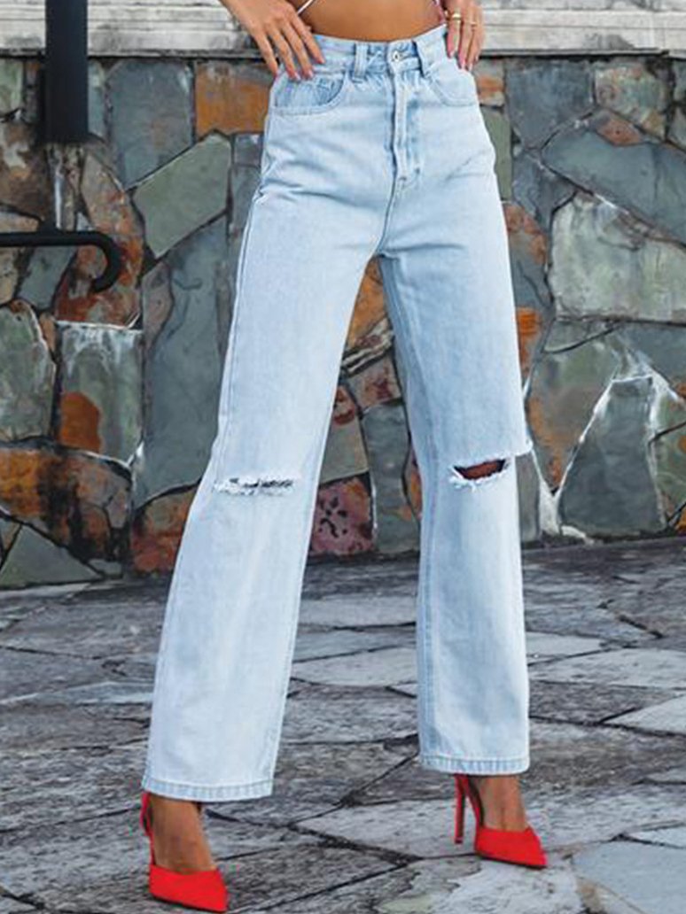 Women's Jeans Fashion Ripped High Waist Jeans - LuckyFash™
