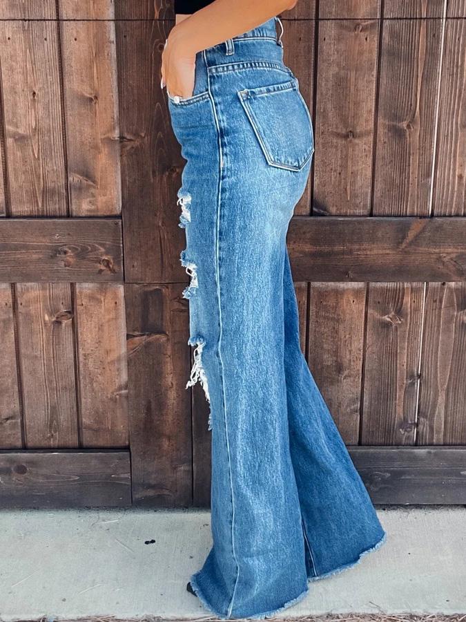 Women's Jeans Fashion Ripped Washed Straight Jeans - LuckyFash™