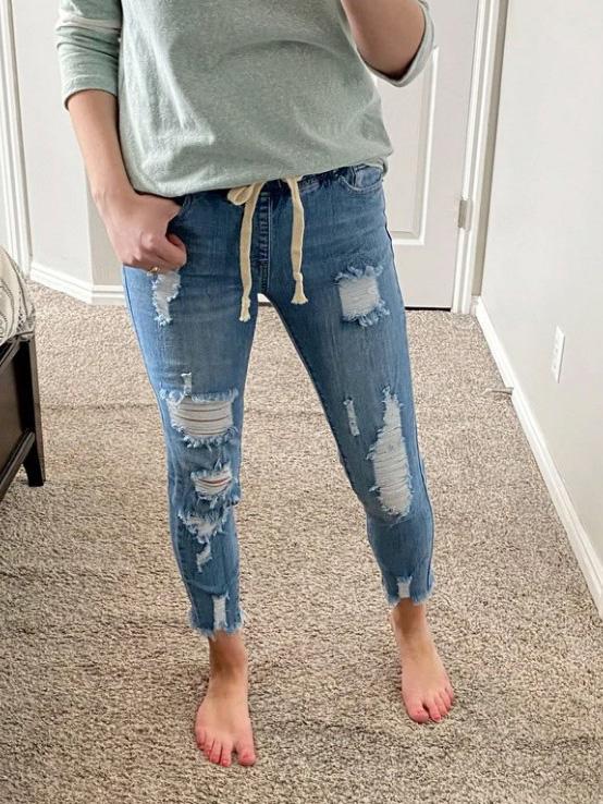 Women's Jeans High-Rise Ripped Elastic Waist Jeans - LuckyFash™