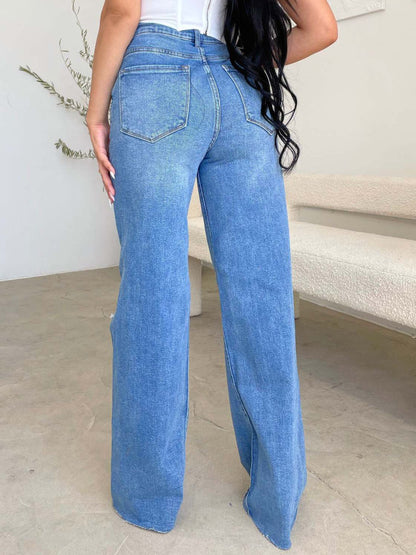 Women's Jeans High Waist Ripped Wide Leg Jeans - LuckyFash™