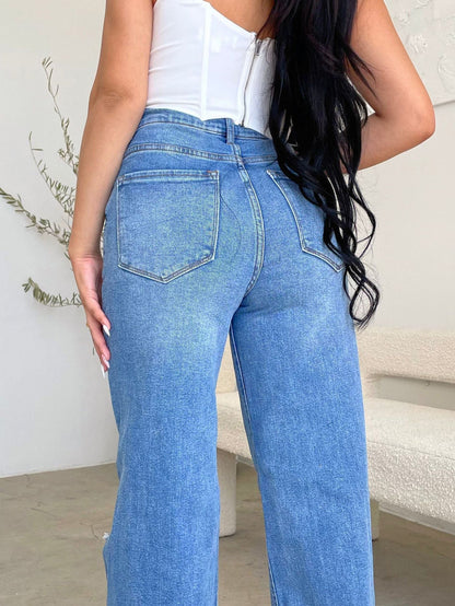 Women's Jeans High Waist Ripped Wide Leg Jeans - LuckyFash™