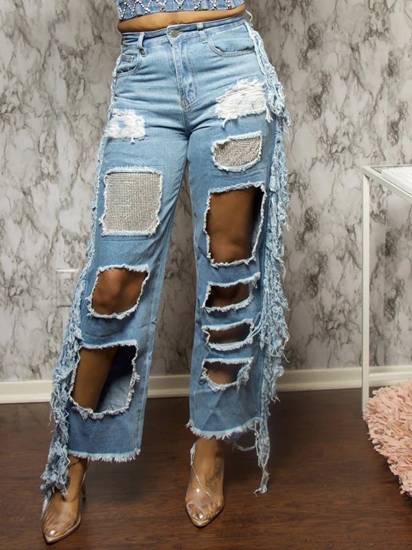 Women's Jeans Hot Drill Ripped Fringed Jeans - LuckyFash™