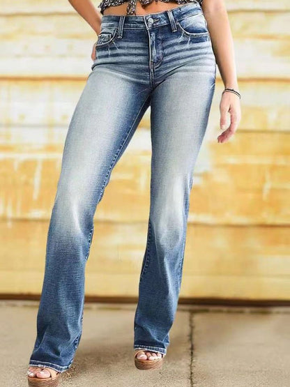 Women's Jeans Pocket Slim Fit Micro-Flare Jeans - LuckyFash™