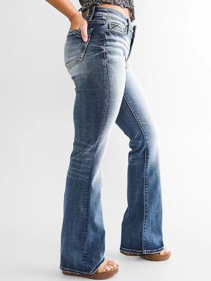 Women's Jeans Pocket Slim Fit Micro-Flare Jeans - LuckyFash™