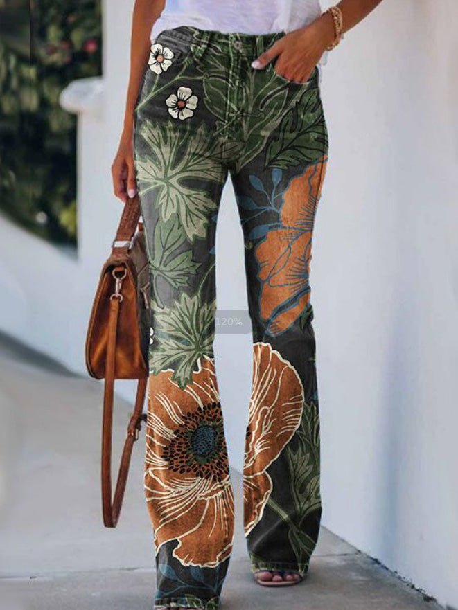 Women's Jeans Printed Single-Breasted Pocket Casual Jeans - LuckyFash™