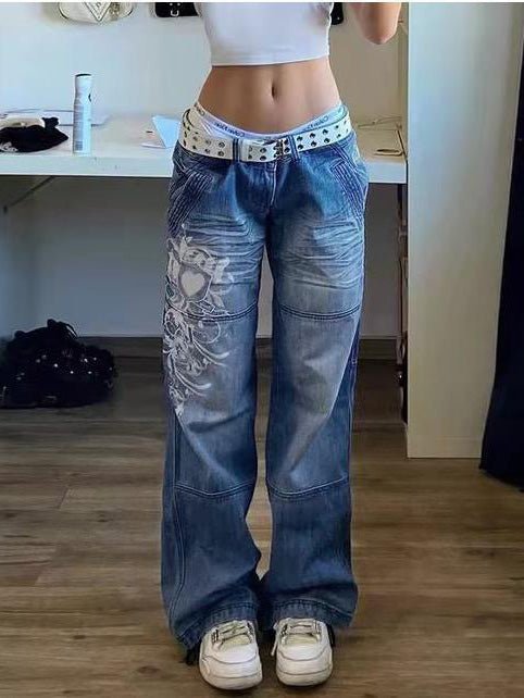 Women's Jeans Printed Straight Casual Jeans - LuckyFash™