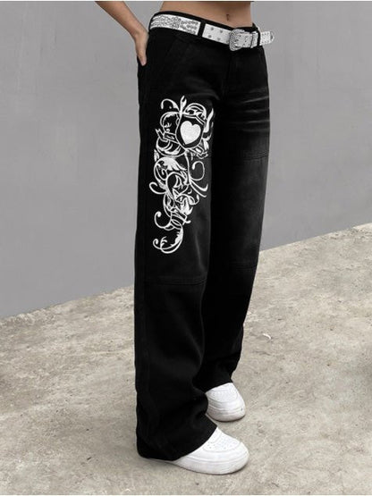 Women's Jeans Printed Straight Casual Jeans - LuckyFash™