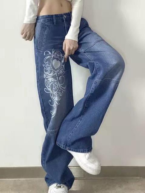 Women's Jeans Printed Straight Casual Jeans - LuckyFash™