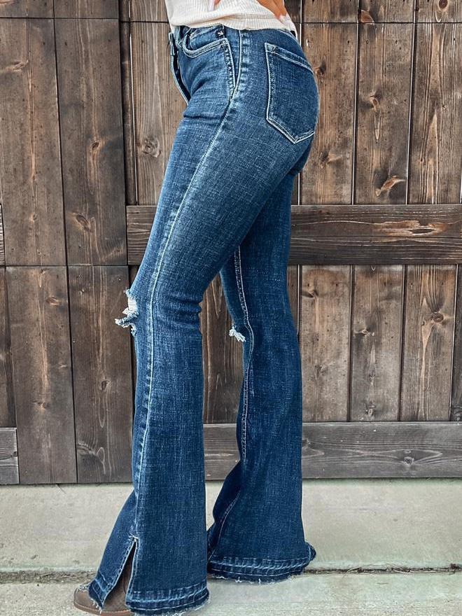 Women's Jeans Ripped High-Rise Split Bootcut Jeans - LuckyFash™