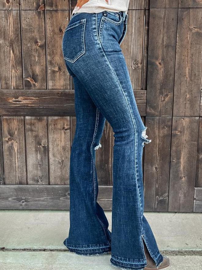 Women's Jeans Ripped High-Rise Split Bootcut Jeans - LuckyFash™