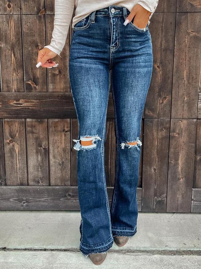 Women's Jeans Ripped High-Rise Split Bootcut Jeans - LuckyFash™