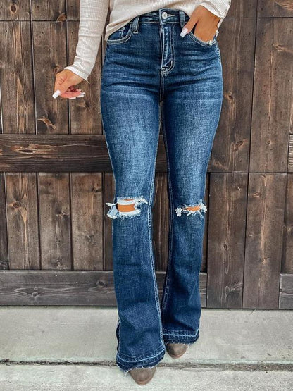 Women's Jeans Ripped High-Rise Split Bootcut Jeans - LuckyFash™