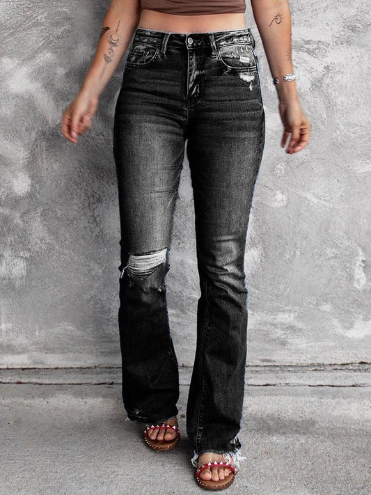 Women's Jeans Ripped High Waist Retro Slim Micro Flared Jeans - LuckyFash™
