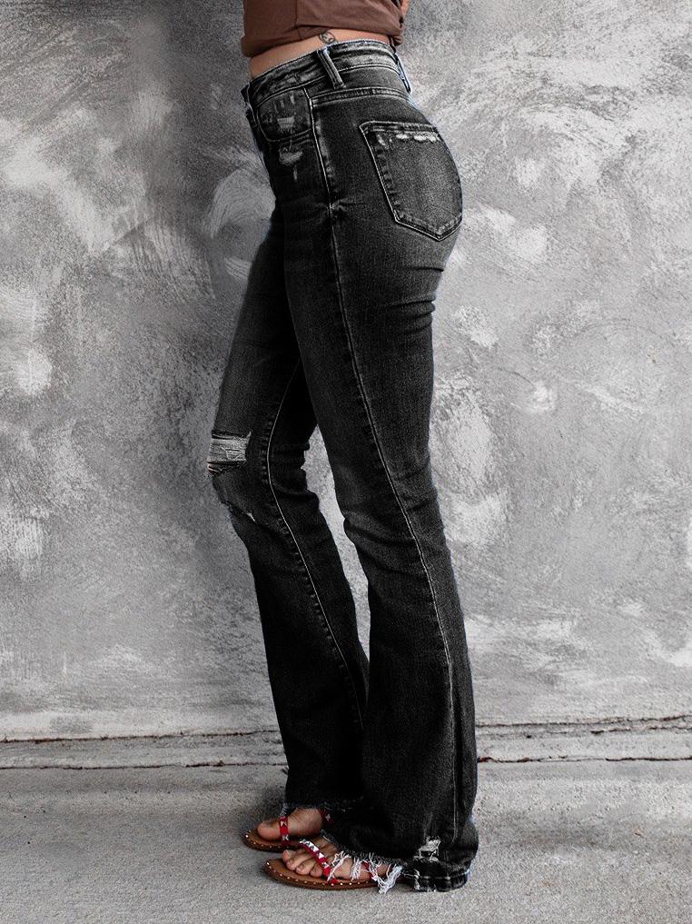 Women's Jeans Ripped High Waist Retro Slim Micro Flared Jeans - LuckyFash™