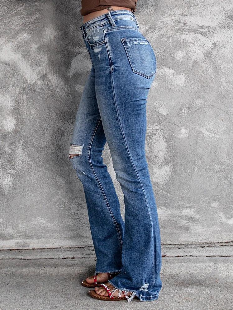 Women's Jeans Ripped High Waist Retro Slim Micro Flared Jeans - LuckyFash™