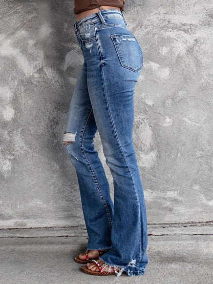 Women's Jeans Ripped High Waist Retro Slim Micro Flared Jeans - LuckyFash™