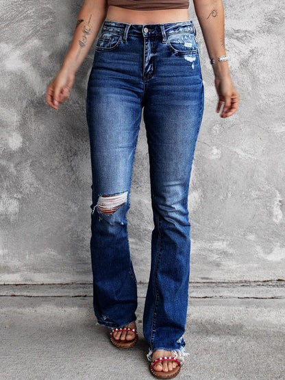 Women's Jeans Ripped High Waist Retro Slim Micro Flared Jeans - LuckyFash™