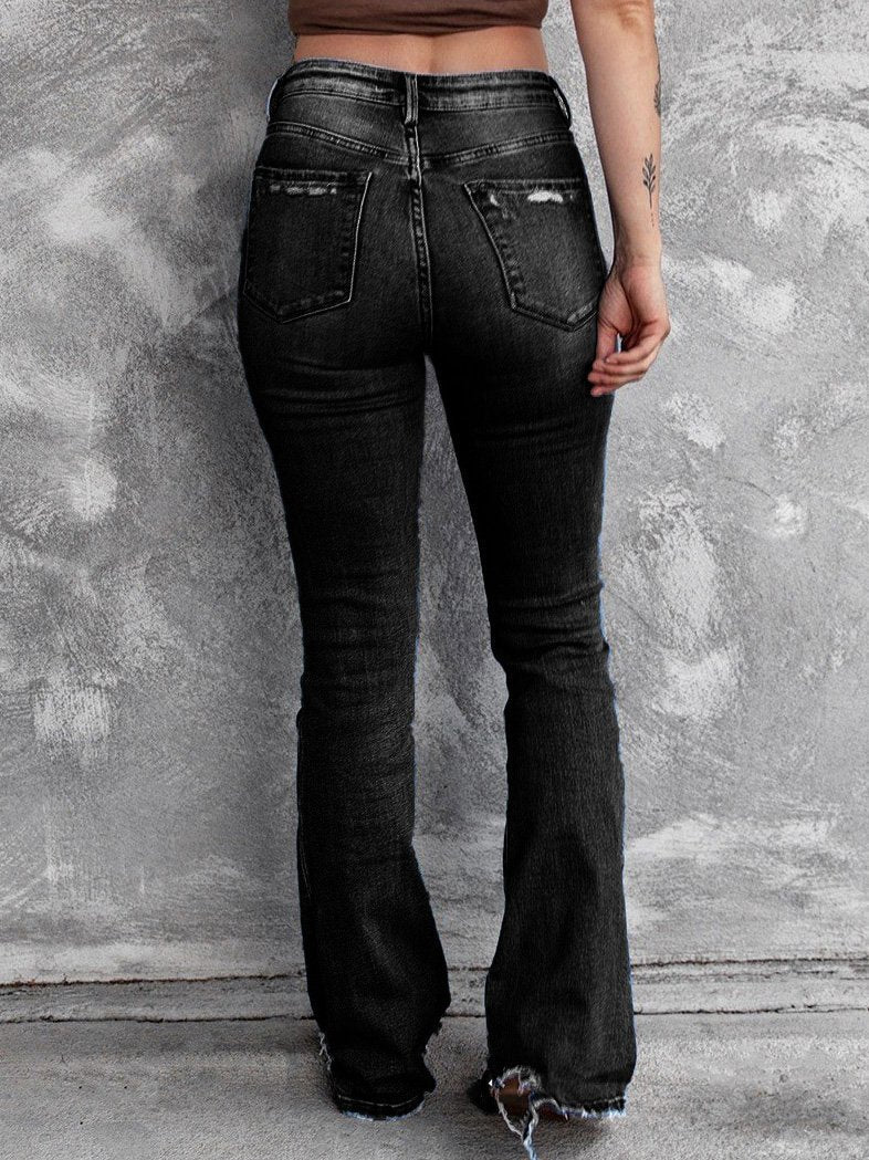 Women's Jeans Ripped High Waist Retro Slim Micro Flared Jeans - LuckyFash™