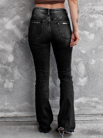 Women's Jeans Ripped High Waist Retro Slim Micro Flared Jeans - LuckyFash™