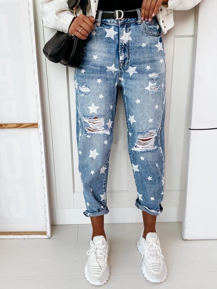 Women's Jeans Skinny Pockets Ripped Star Pattern Jeans - LuckyFash™