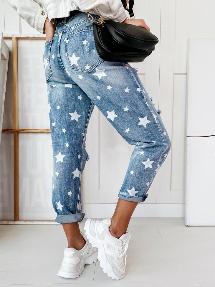 Women's Jeans Skinny Pockets Ripped Star Pattern Jeans - LuckyFash™