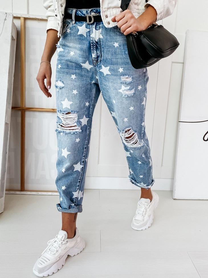 Women's Jeans Skinny Pockets Ripped Star Pattern Jeans - LuckyFash™