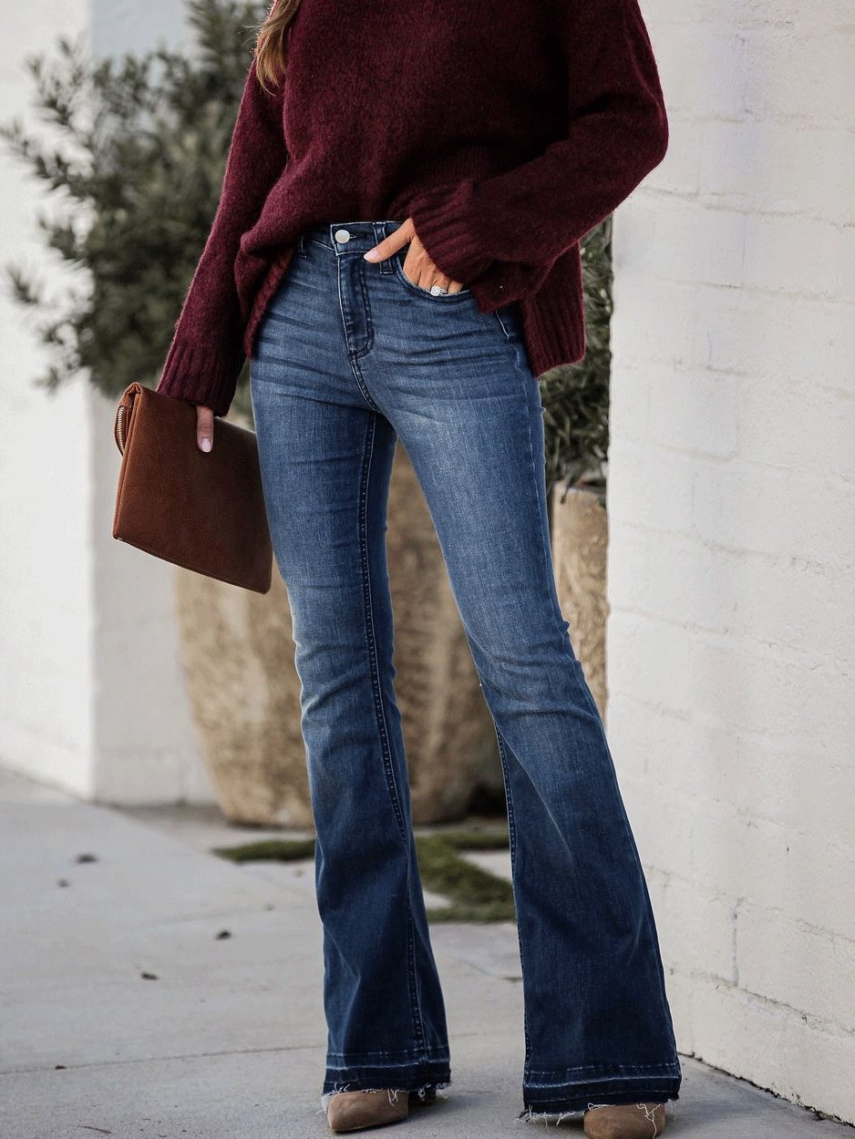 Jeans Slim Pocket Temperament Micro Flared Jeans - LuckyFash™