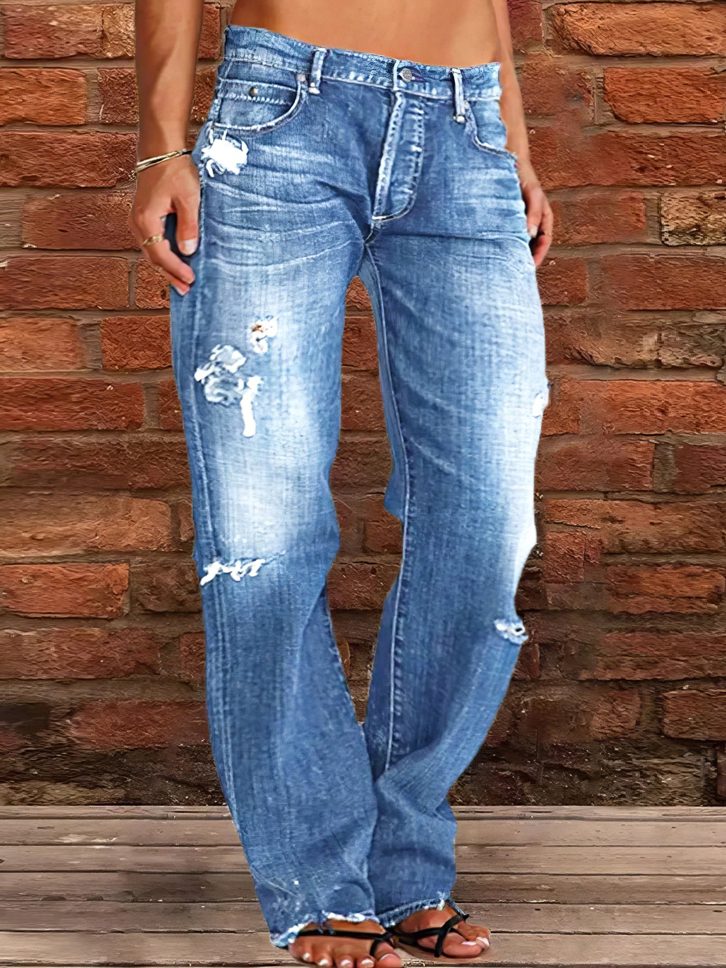 Jeans Stretch Ripped Washed Casual Straight Jeans - LuckyFash™