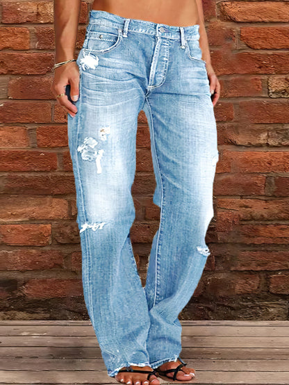 Jeans Stretch Ripped Washed Casual Straight Jeans - LuckyFash™