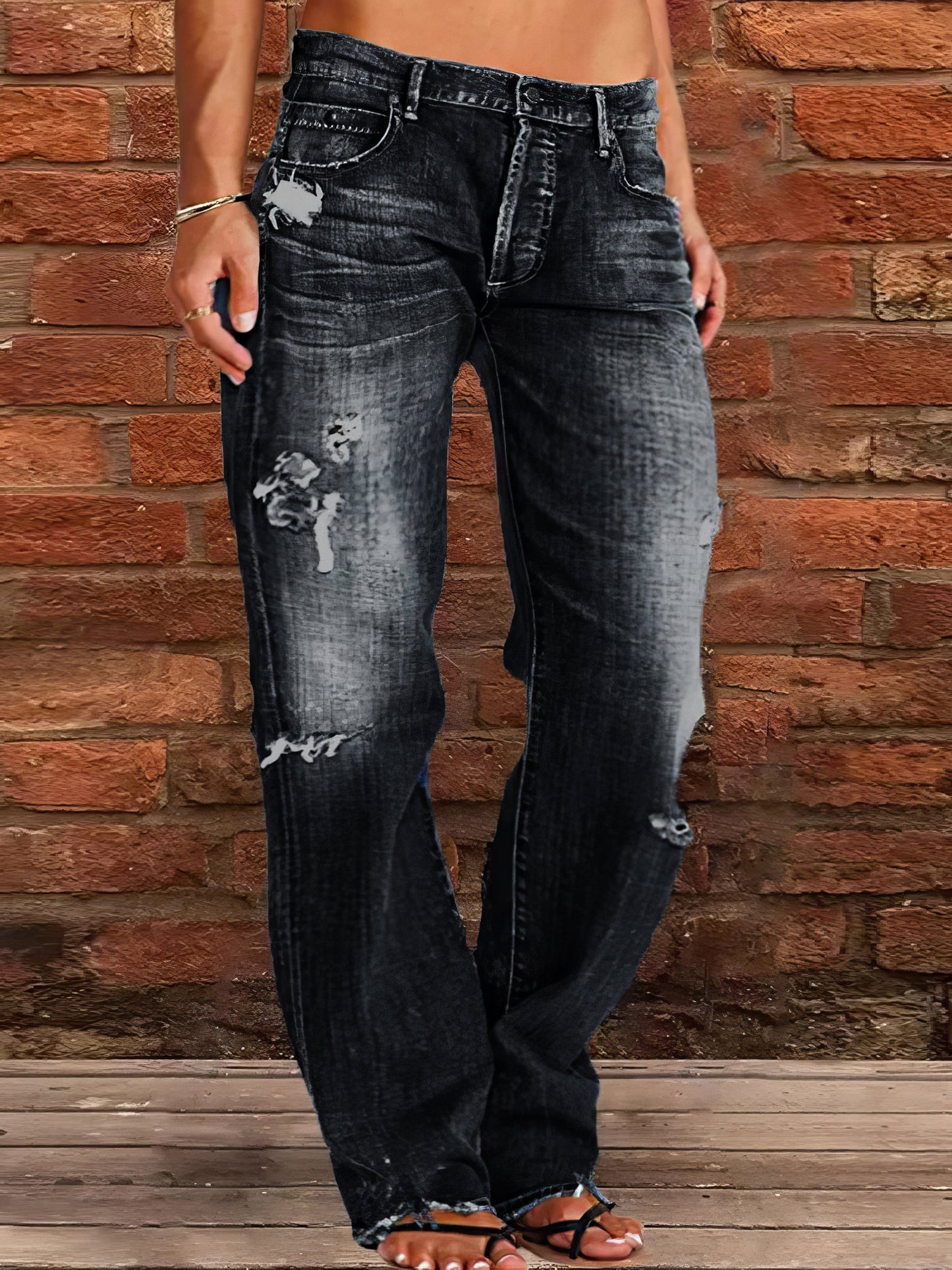 Jeans Stretch Ripped Washed Casual Straight Jeans - LuckyFash™