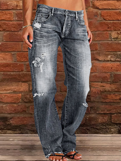 Jeans Stretch Ripped Washed Casual Straight Jeans - LuckyFash™