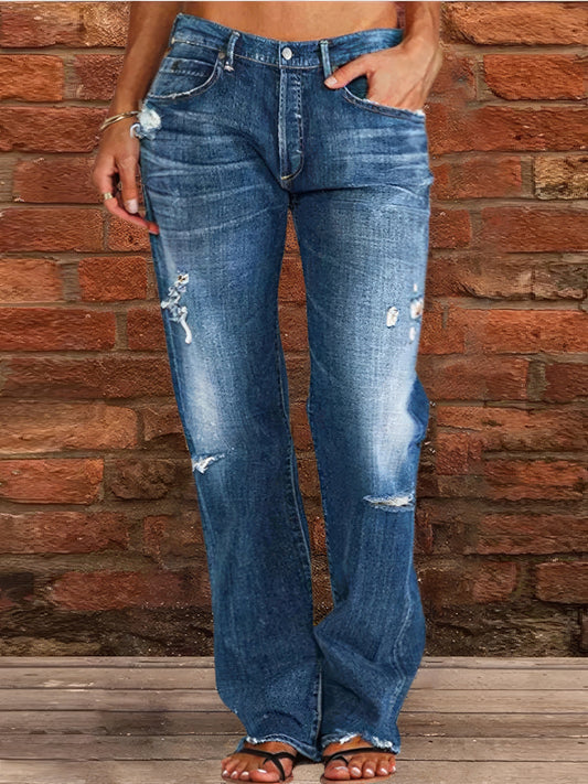 Jeans Stretch Ripped Washed Casual Straight Jeans - LuckyFash™