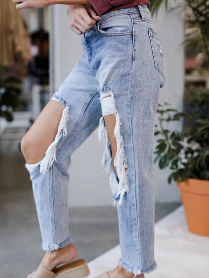 Women's Jeans Washed Ripped Pocket Jeans - LuckyFash™