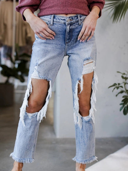 Women's Jeans Washed Ripped Pocket Jeans - LuckyFash™