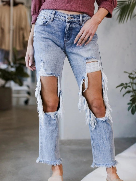 Women's Jeans Washed Ripped Pocket Jeans - LuckyFash™