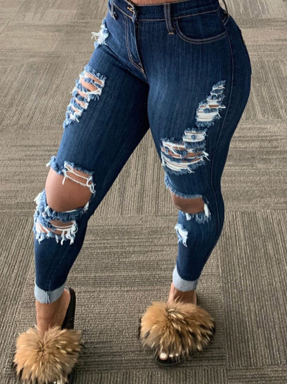 Jeans Washed Ripped Skinny Jeans - LuckyFash™