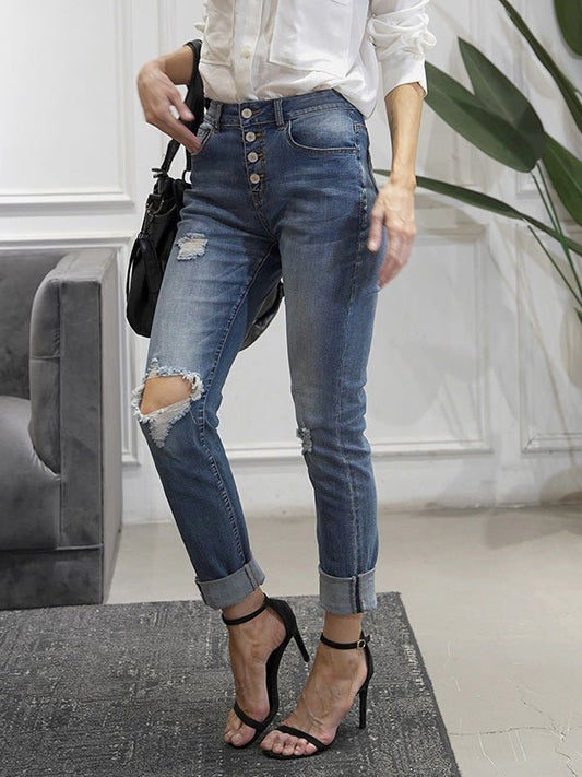 Women's Jeans Washed Ripped Stretch Pencil Jeans - LuckyFash™