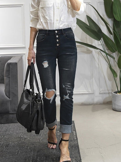 Women's Jeans Washed Ripped Stretch Pencil Jeans - LuckyFash™