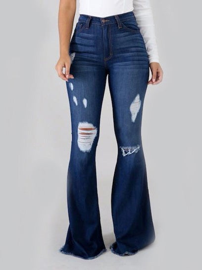 Women's Jeans Washed Shredded Slim Fit Flare Jeans - LuckyFash™