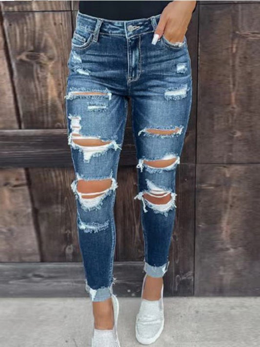 Women's Jeans Washed Stretch Ripped Skinny Jeans - LuckyFash™