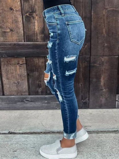 Women's Jeans Washed Stretch Ripped Skinny Jeans - LuckyFash™