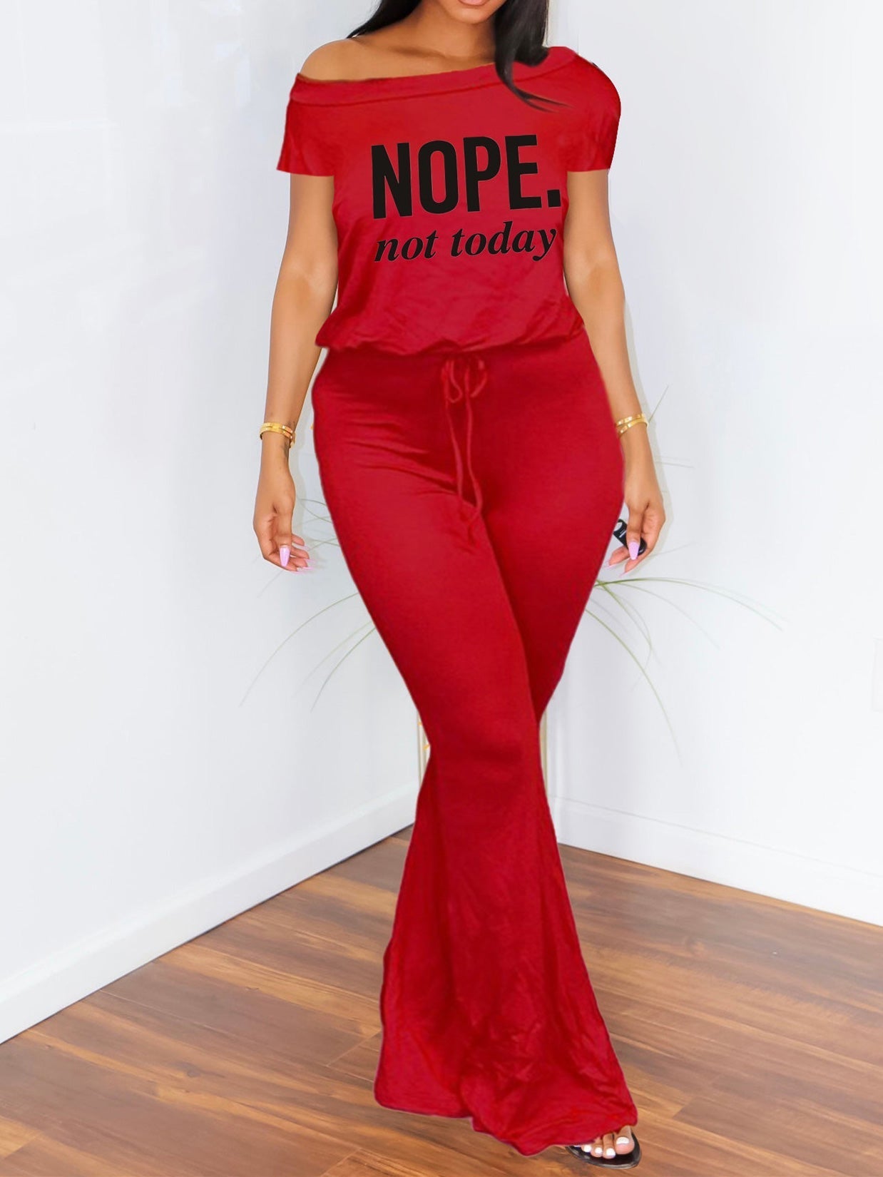 Women's Jumpsuit Casual Print Lace-Up Wide-Leg Jumpsuit - LuckyFash™