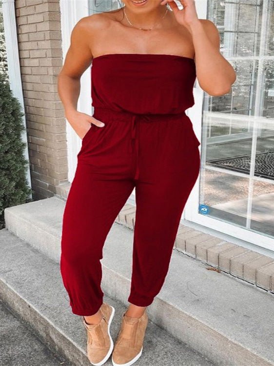 Women's Jumpsuits Bandeau Pocket Sleeveless Casual Jumpsuit - LuckyFash™