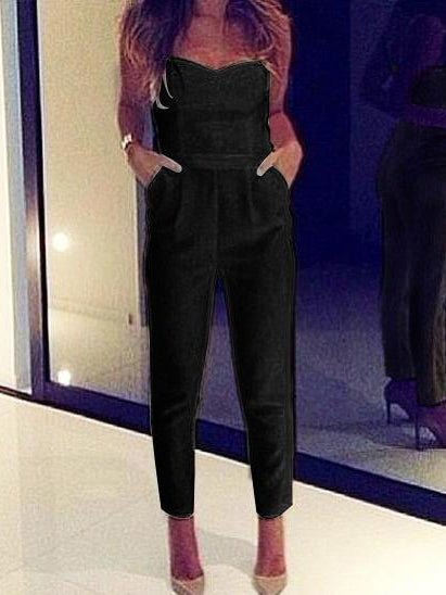 Women's Jumpsuits Bandeau Pocket Slim Fit Jumpsuit - LuckyFash™
