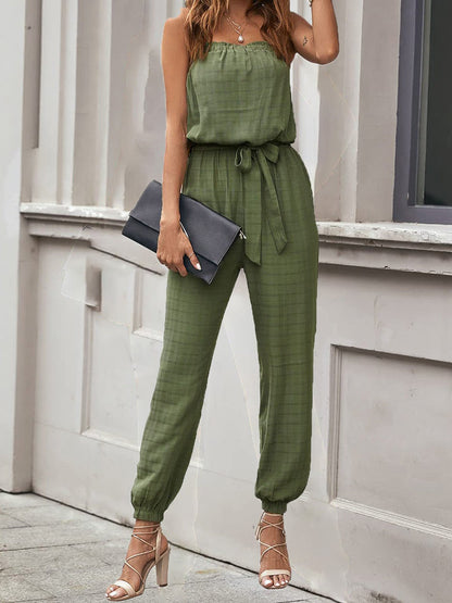 Women's Jumpsuits Belted Tubeless Sleeveless Elastic Jumpsuit - LuckyFash™