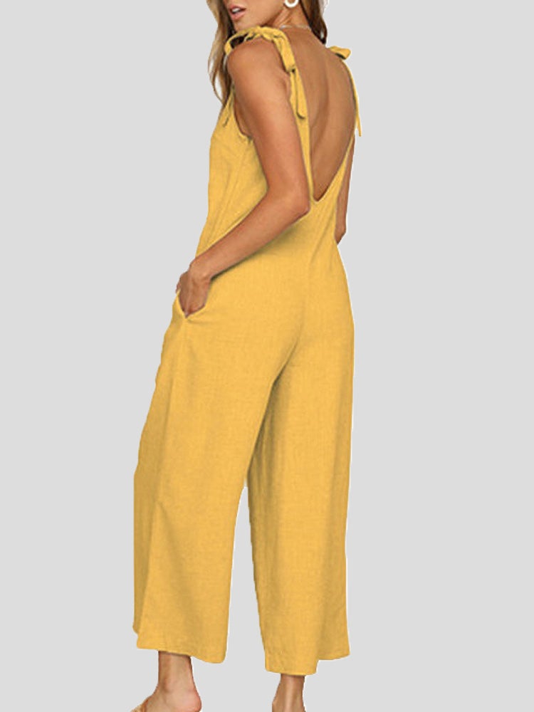 Women's Jumpsuits Bowknot Sling Pocket Casual Jumpsuit - LuckyFash™