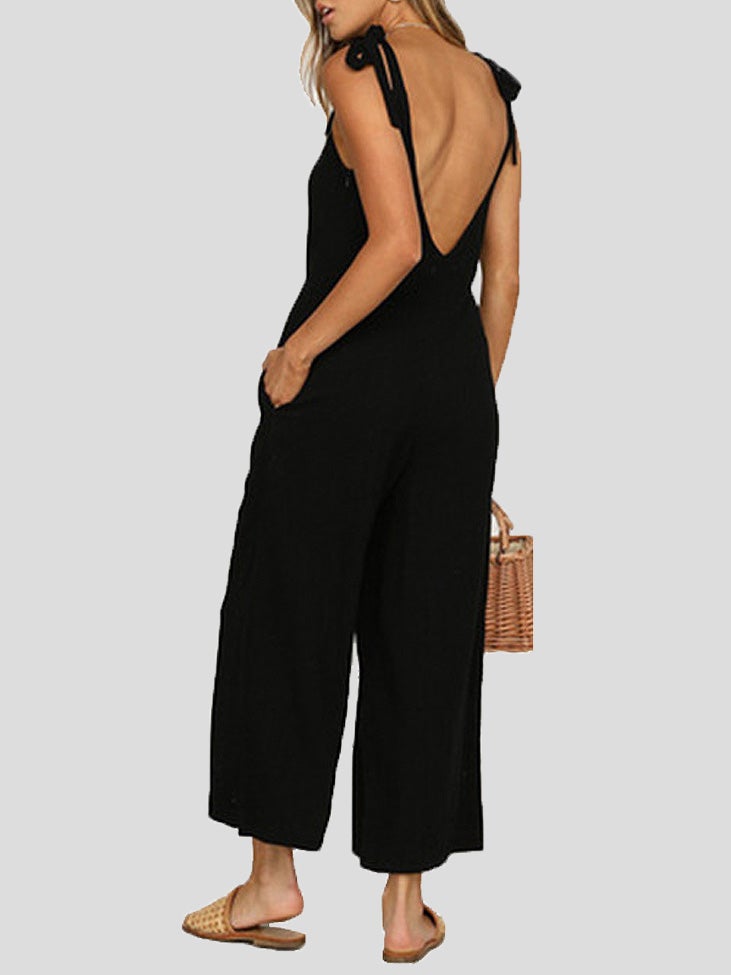 Women's Jumpsuits Bowknot Sling Pocket Casual Jumpsuit - LuckyFash™