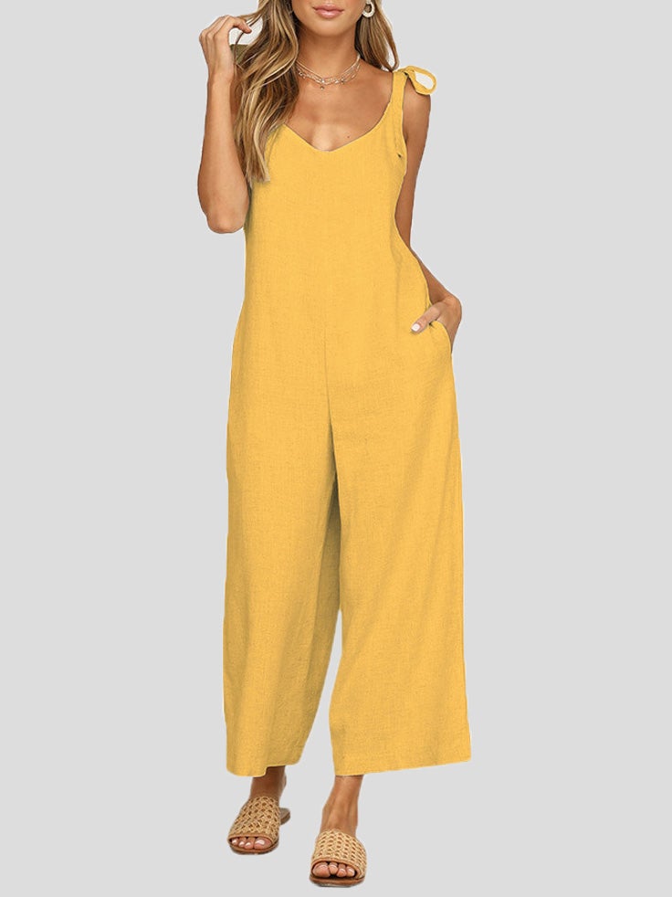 Women's Jumpsuits Bowknot Sling Pocket Casual Jumpsuit - LuckyFash™